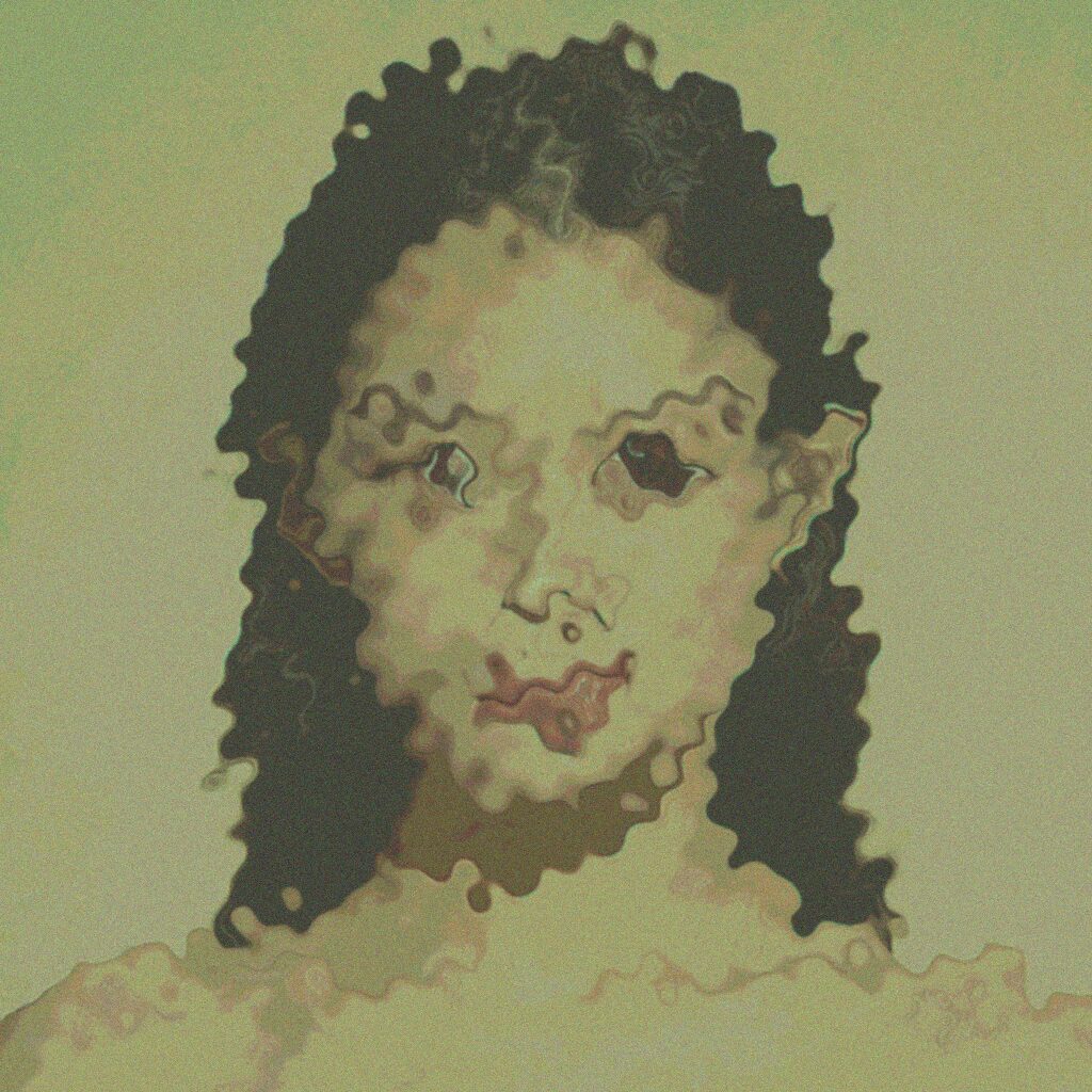 Portrait photo with the wild hearts whisper (matcha) filter applied showing heavy green tint